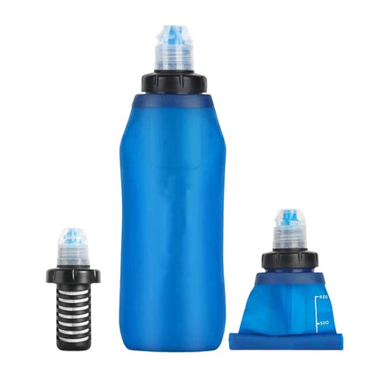 Portable Foldable Water Purifier Bottle Water Filter Bottle Outdoor Survival Personal Water Filter Bag for Camping Hiking Travel